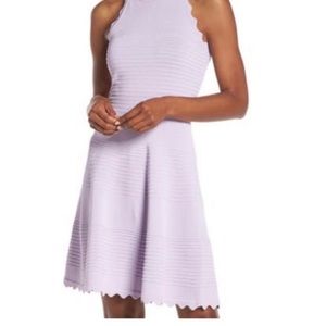 Herve Leger mimick: Eliza J Scalloped fit & flare cocktail party dress